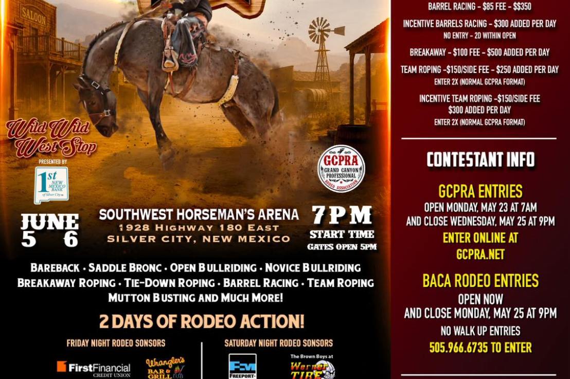 Entry Information for the Wild Wild West Rodeo with Casper Baca Rodeo Co.